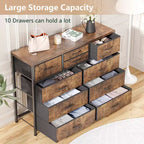 Tiroirs de rangement, commode 10 tiroirs, meuble TV moderne, espace de rangement spacieux, convient pour la chambre à coucher, le couloir, l'entrée