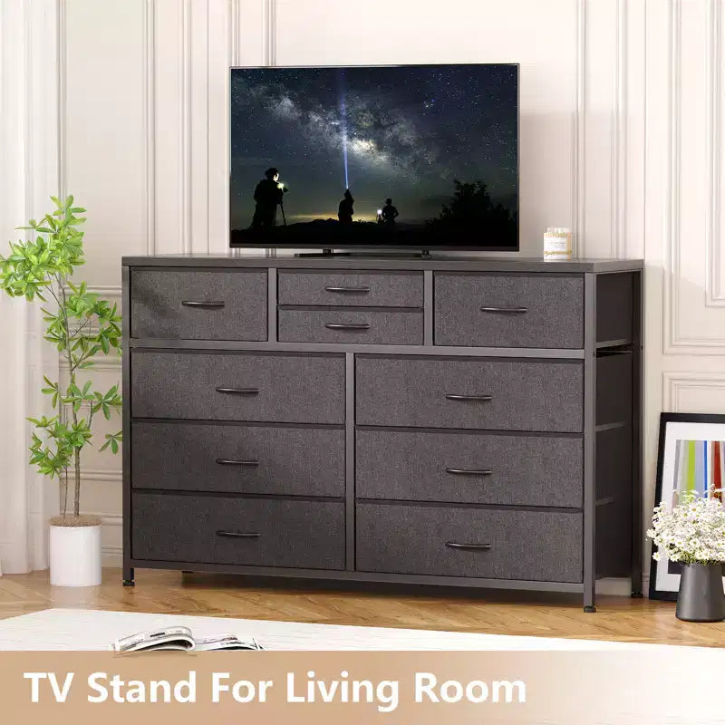 Tiroirs de rangement, commode 10 tiroirs, meuble TV moderne, espace de rangement spacieux, convient pour la chambre à coucher, le couloir, l'entrée