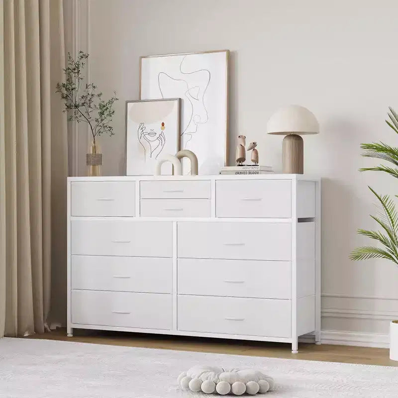 Tiroirs de rangement, commode 10 tiroirs, meuble TV moderne, espace de rangement spacieux, convient pour la chambre à coucher, le couloir, l'entrée