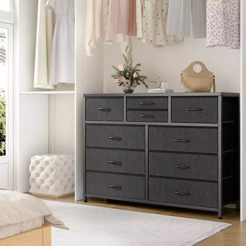 Tiroirs de rangement, commode 10 tiroirs, meuble TV moderne, espace de rangement spacieux, convient pour la chambre à coucher, le couloir, l'entrée