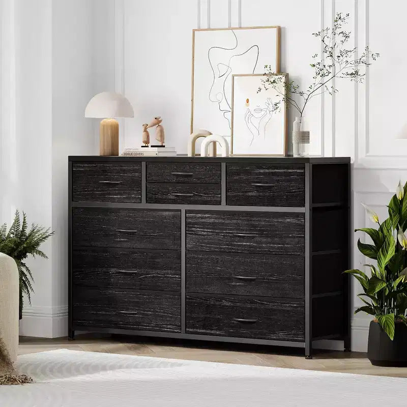 Tiroirs de rangement, commode 10 tiroirs, meuble TV moderne, espace de rangement spacieux, convient pour la chambre à coucher, le couloir, l'entrée