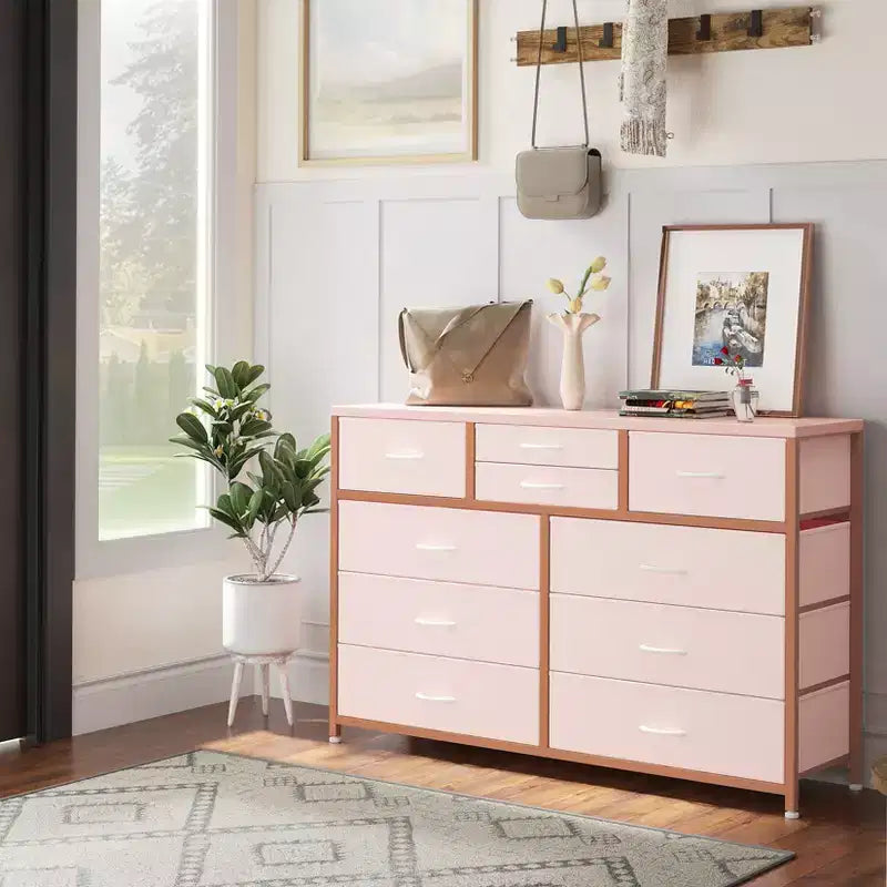 Tiroirs de rangement, commode 10 tiroirs, meuble TV moderne, espace de rangement spacieux, convient pour la chambre à coucher, le couloir, l'entrée