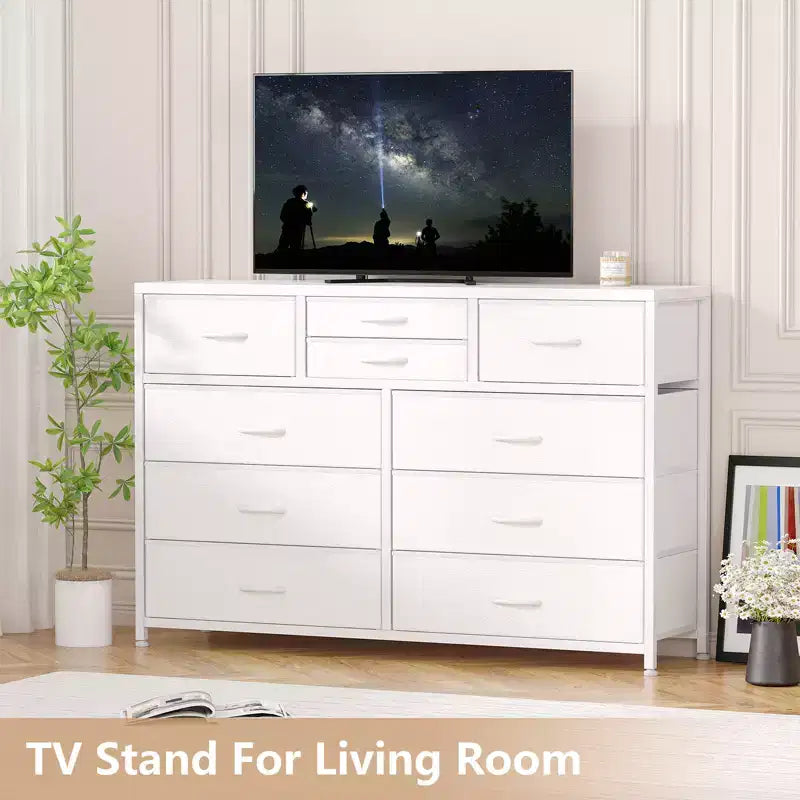 Tiroirs de rangement, commode 10 tiroirs, meuble TV moderne, espace de rangement spacieux, convient pour la chambre à coucher, le couloir, l'entrée