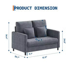 Causeuse compacte 52 po en tissu Teddy, fauteuil d'appoint et canapé à assemblage sans outils pour petits espaces, salon et chambre à coucher