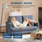 Causeuse compacte 52 po en tissu Teddy, fauteuil d'appoint et canapé à assemblage sans outils pour petits espaces, salon et chambre à coucher
