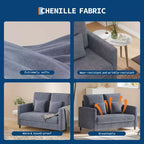 Causeuse compacte 52 po en tissu Teddy, fauteuil d'appoint et canapé à assemblage sans outils pour petits espaces, salon et chambre à coucher