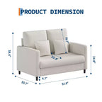Causeuse compacte 52 po en tissu Teddy, fauteuil d'appoint et canapé à assemblage sans outils pour petits espaces, salon et chambre à coucher