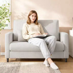 Causeuse compacte 52 po en tissu Teddy, fauteuil d'appoint et canapé à assemblage sans outils pour petits espaces, salon et chambre à coucher