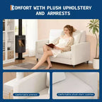 Causeuse compacte 52 po en tissu Teddy, fauteuil d'appoint et canapé à assemblage sans outils pour petits espaces, salon et chambre à coucher