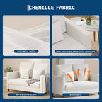 Causeuse compacte 52 po en tissu Teddy, fauteuil d'appoint et canapé à assemblage sans outils pour petits espaces, salon et chambre à coucher