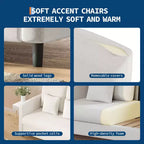 Causeuse compacte 52 po en tissu Teddy, fauteuil d'appoint et canapé à assemblage sans outils pour petits espaces, salon et chambre à coucher