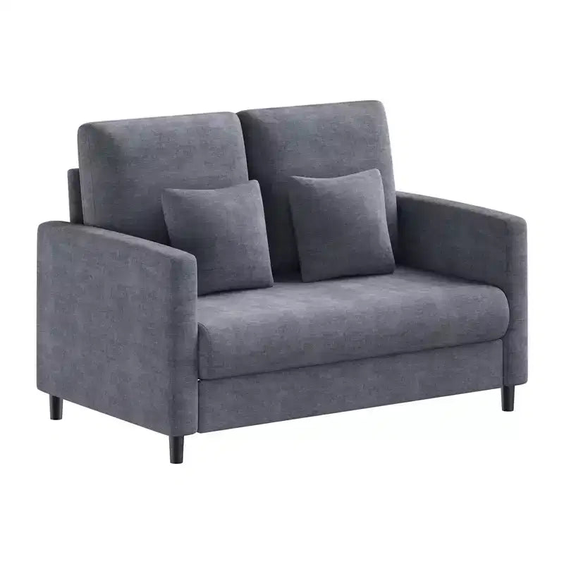 Causeuse compacte 52 po en tissu Teddy, fauteuil d'appoint et canapé à assemblage sans outils pour petits espaces, salon et chambre à coucher