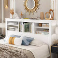 Famapy White Full/ Queen Size Headboard,App-Controlled LED Lights,Adjustable Shelves,Smart Bedroom Storage Solution