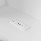 Tête de lit Famapy blanche taille double/grand lit, lumières LED contrôlées par application, étagères réglables, solution de rangement intelligente pour chambre à coucher