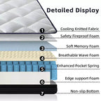 Matelas Okak Medium Ferme avec Mousse à Mémoire de Forme, Matelas Hybride avec Ressorts Ensachés, Matelas en Boîte pour Maison, Hôtel, Appartement