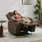 Fauteuils inclinables pivotants surdimensionnés GUSTOWAVE avec massage et chaleur, fauteuil inclinable à bascule en tissu pour salon et chambre d'enfant.
