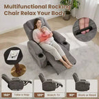 Fauteuils inclinables pivotants surdimensionnés GUSTOWAVE avec massage et chaleur, fauteuil inclinable à bascule en tissu pour salon et chambre d'enfant.