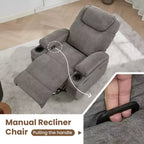 Fauteuils inclinables pivotants surdimensionnés GUSTOWAVE avec massage et chaleur, fauteuil inclinable à bascule en tissu pour salon et chambre d'enfant.