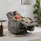 Fauteuils inclinables pivotants surdimensionnés GUSTOWAVE avec massage et chaleur, fauteuil inclinable à bascule en tissu pour salon et chambre d'enfant.