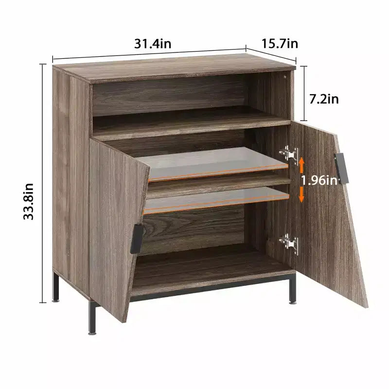 Buffet à portes inclinées, buffet moderne en bois sur pied, meuble de rangement avec étagères réglables, pour cuisine, salle à manger, salon