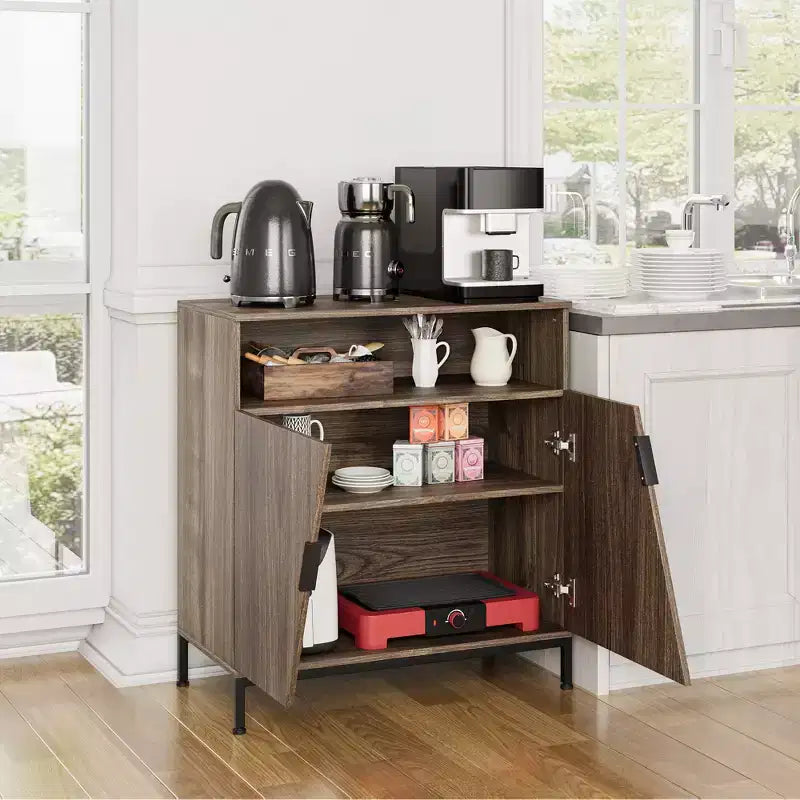 Buffet à portes inclinées, buffet moderne en bois sur pied, meuble de rangement avec étagères réglables, pour cuisine, salle à manger, salon