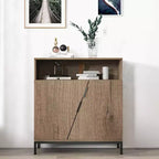 Buffet à portes inclinées, buffet moderne en bois sur pied, meuble de rangement avec étagères réglables, pour cuisine, salle à manger, salon