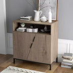 Buffet à portes inclinées, buffet moderne en bois sur pied, meuble de rangement avec étagères réglables, pour cuisine, salle à manger, salon