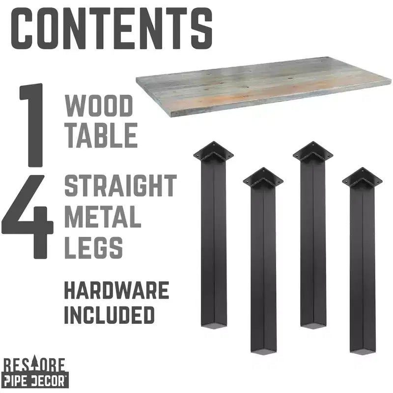 Bureau en bois massif gris Riverstone Skyline Pipe Decor avec pieds surélevés de 71 cm