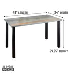 Bureau en bois massif gris Riverstone Skyline Pipe Decor avec pieds surélevés de 71 cm