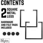 Pieds de table basse ou d'appoint Skyline carrés en métal noir mat de 45,72 cm de Pipe Decor - Paquet de 2