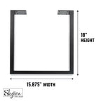 Pieds de table basse ou d'appoint Skyline carrés en métal noir mat de 45,72 cm de Pipe Decor - Paquet de 2