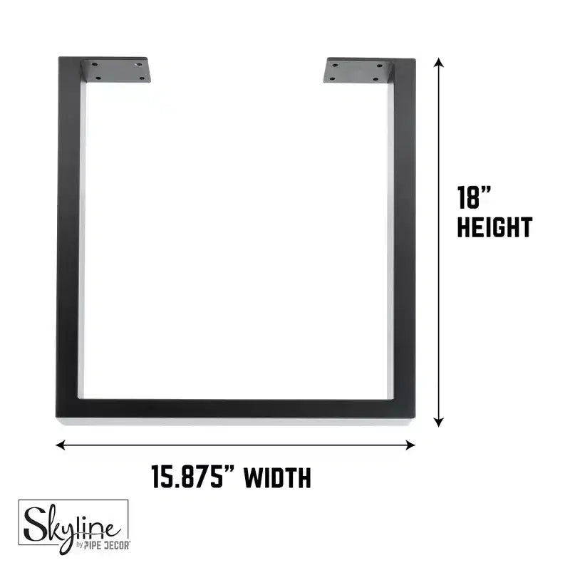 Pieds de table basse ou d'appoint Skyline carrés en métal noir mat de 45,72 cm de Pipe Decor - Paquet de 2