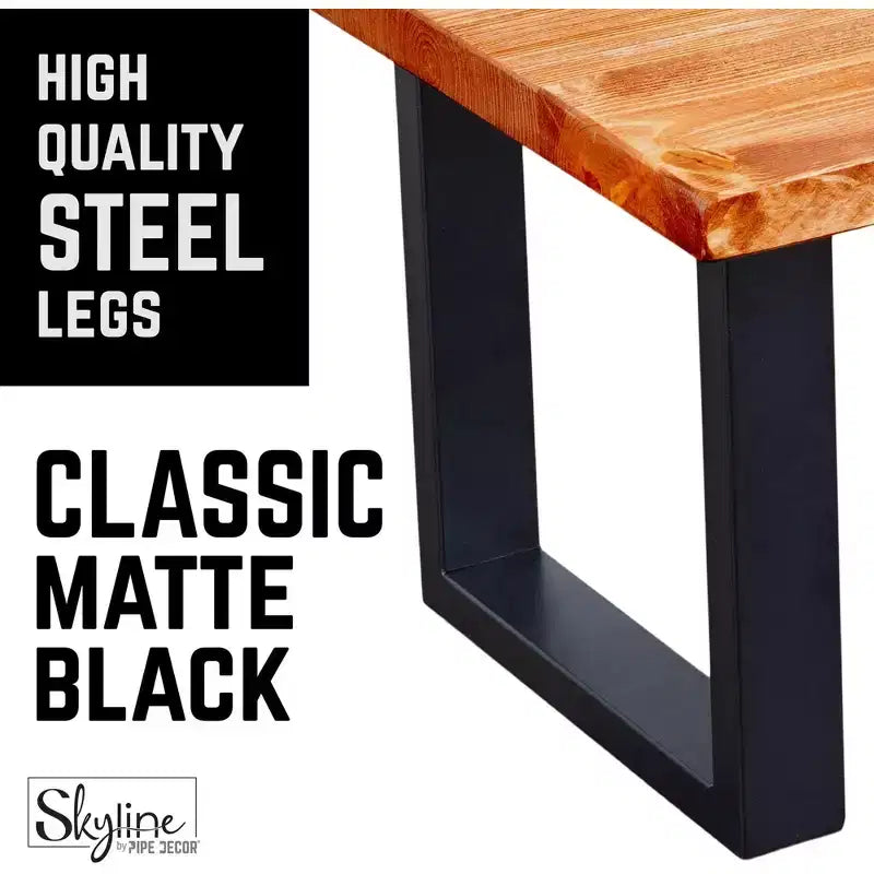 Pieds de table basse ou d'appoint Skyline carrés en métal noir mat de 45,72 cm de Pipe Decor - Paquet de 2