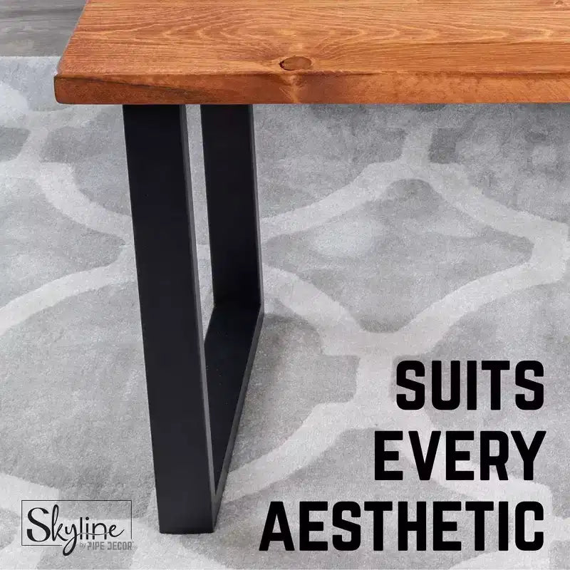 Pieds de table basse ou d'appoint Skyline carrés en métal noir mat de 45,72 cm de Pipe Decor - Paquet de 2