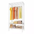 GustoWave Portant à vêtements en métal robuste avec étagères, organiseurs de placard réglables avec 1 tringle à vêtements, 90 x 45 x 175 cm, blanc