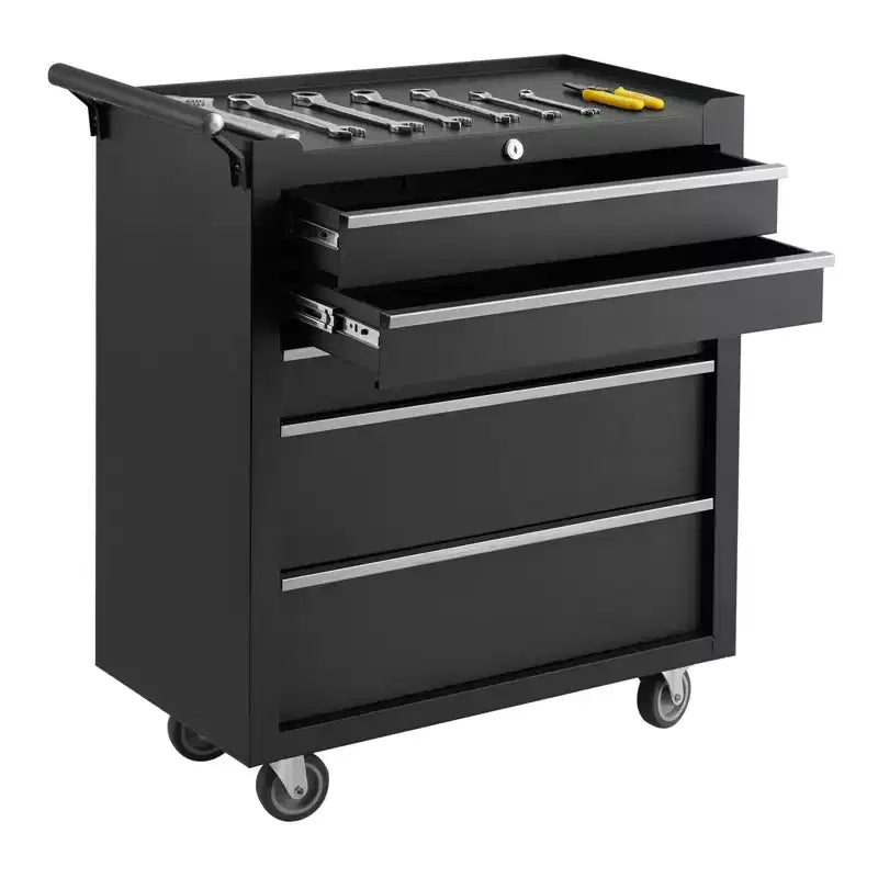 COZONY Servante d'atelier à 5 tiroirs, armoire de rangement à outils verrouillable avec roues et tapis de tiroir pour garage et atelier