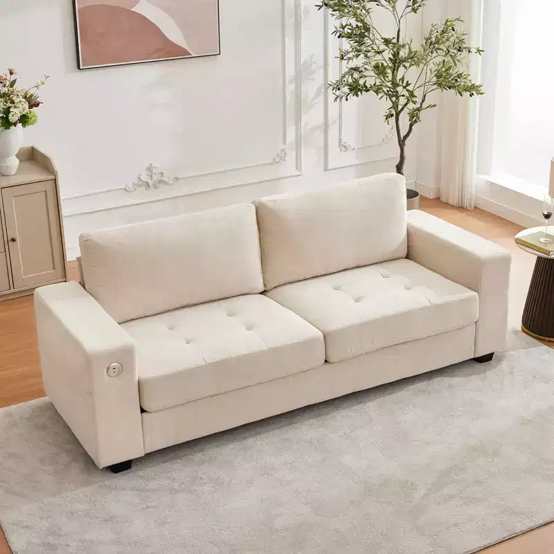 COZONY 90 Canapé nuage surdimensionné, Chenille Mid-Century, Assise profonde, Canapé sans assemblage avec ports USB, Poches latérales