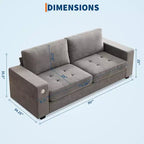 COZONY 90 Canapé nuage surdimensionné, Chenille Mid-Century, Assise profonde, Canapé sans assemblage avec ports USB, Poches latérales