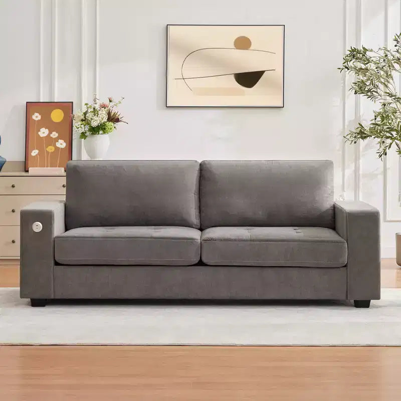 COZONY 90 Canapé nuage surdimensionné, Chenille Mid-Century, Assise profonde, Canapé sans assemblage avec ports USB, Poches latérales