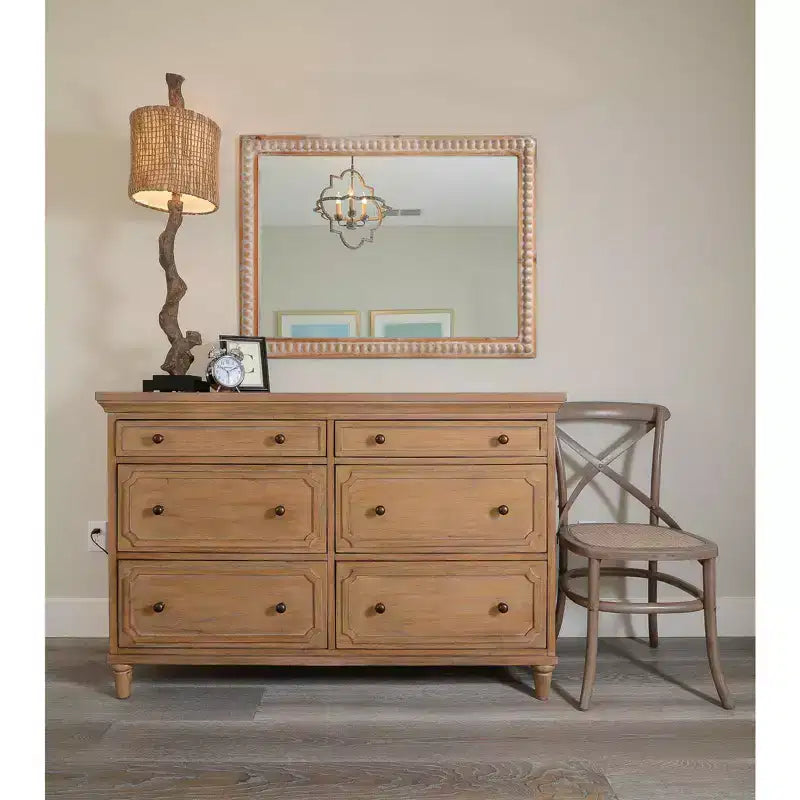 Miroir mural décoratif rectangulaire en bois Moreno Farmhouse de GDFStudio