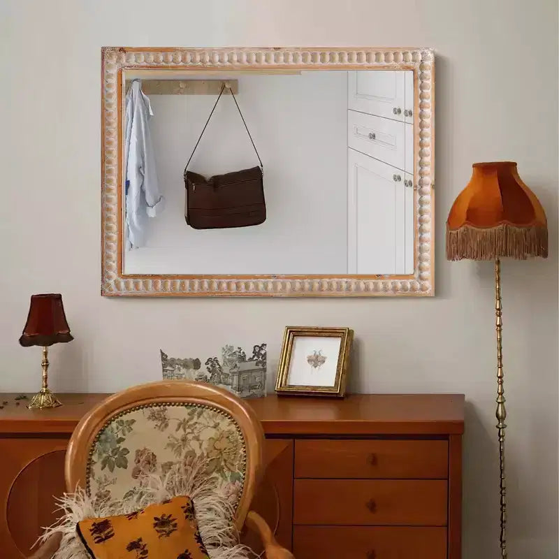 Miroir mural décoratif rectangulaire en bois Moreno Farmhouse de GDFStudio