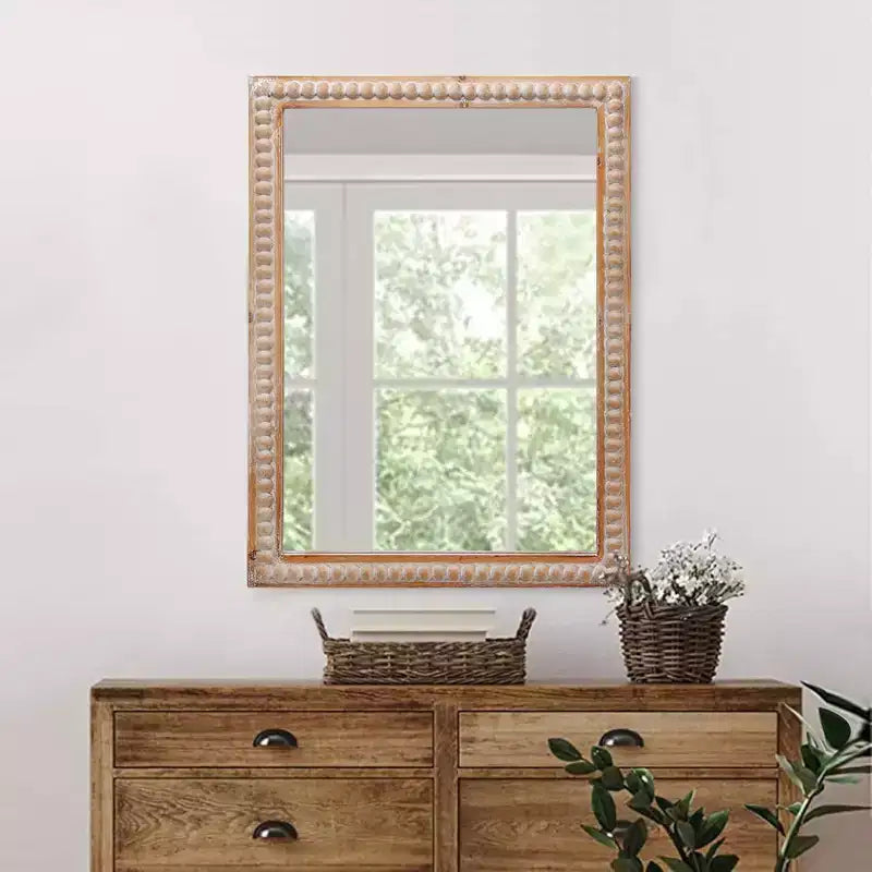 Miroir mural décoratif rectangulaire en bois Moreno Farmhouse de GDFStudio
