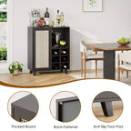 NAYSAYE 47 Bar Rail, Meuble Bahut, Bar de Rangement avec Casier à Bouteilles, Buffet pour Salon, Cuisine, Entrée, Noir, 15*27.5*33.8