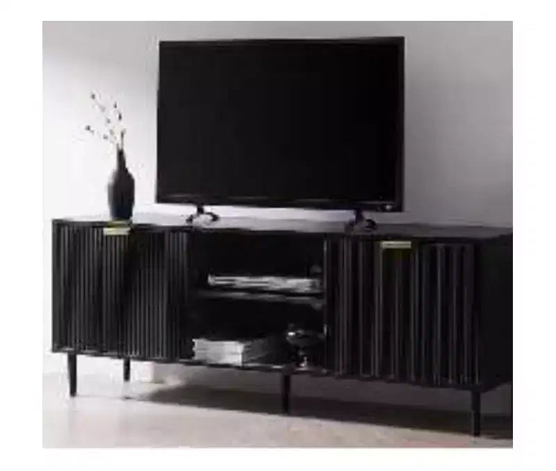Modern TV Consoles for Living Room 75 in TVs, Entertainment Stand with 2 Large Storage Cabinets, Fluted Panel Design Media Console