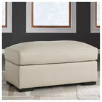 Signature Design by Ashley Treasure Trove – Pouf en cuir assorti, style contemporain, couleur amande