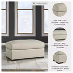 Signature Design by Ashley Treasure Trove – Pouf en cuir assorti, style contemporain, couleur amande