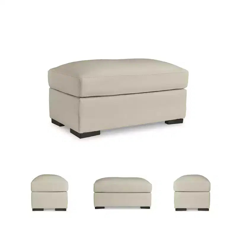 Signature Design by Ashley Treasure Trove – Pouf en cuir assorti, style contemporain, couleur amande