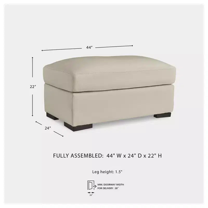Signature Design by Ashley Treasure Trove – Pouf en cuir assorti, style contemporain, couleur amande
