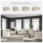 Signature Design by Ashley Treasure Trove – Pouf en cuir assorti, style contemporain, couleur amande