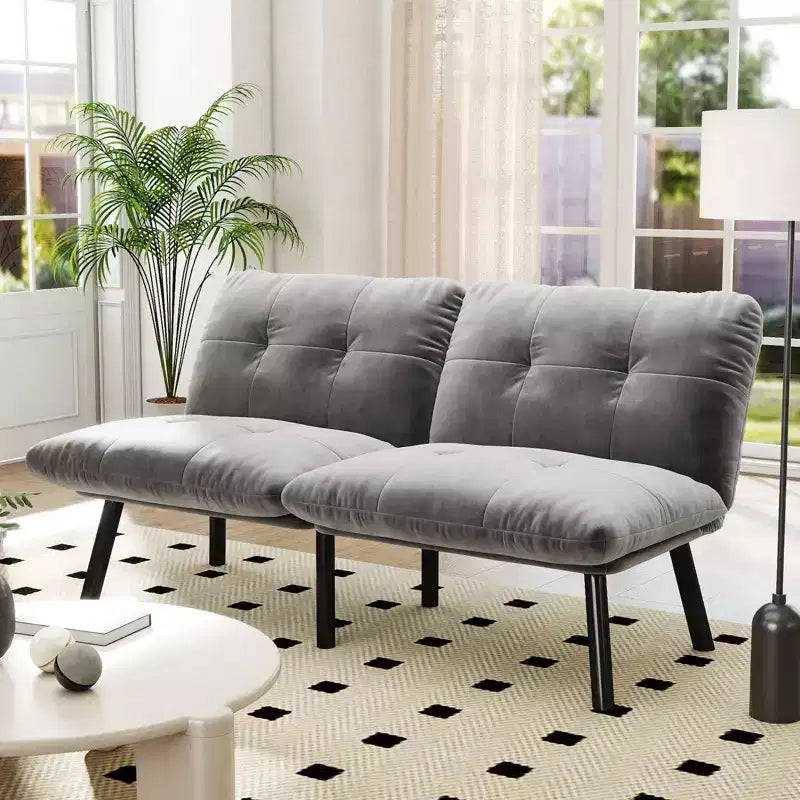 Canapé moderne convertible pliant MAYEERTY deux places pour petit espace de salon, gris